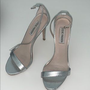 Steve Madden Stecy Silver Strappy Stiletto